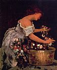 Gustave Courbet Famous Paintings - Young Girl Arranging Flowers